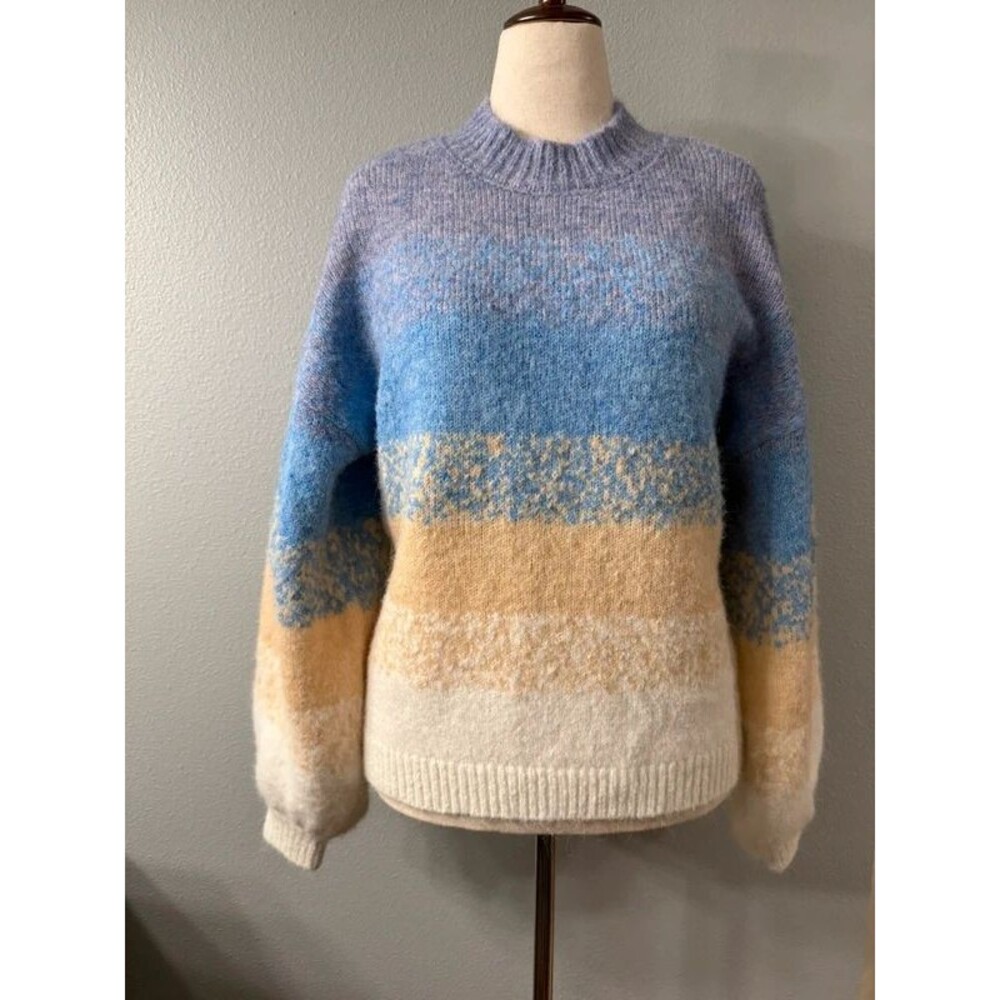 See and Be Seen Pastel Colorblock Fuzzy Knit Mock Neck Sweater